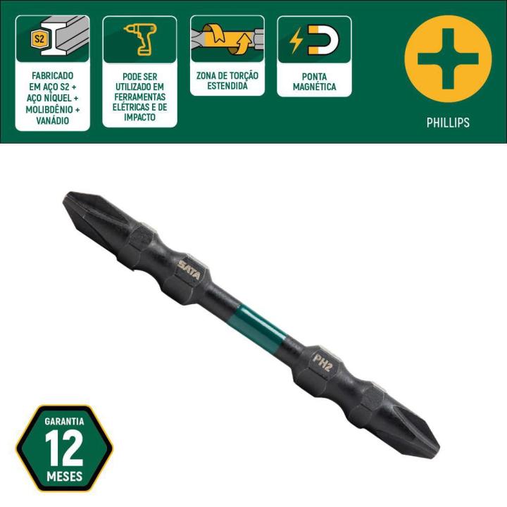 Ponta Impacto Duplo Phillips® #2 110mm 10 Peças - SATA Brasil